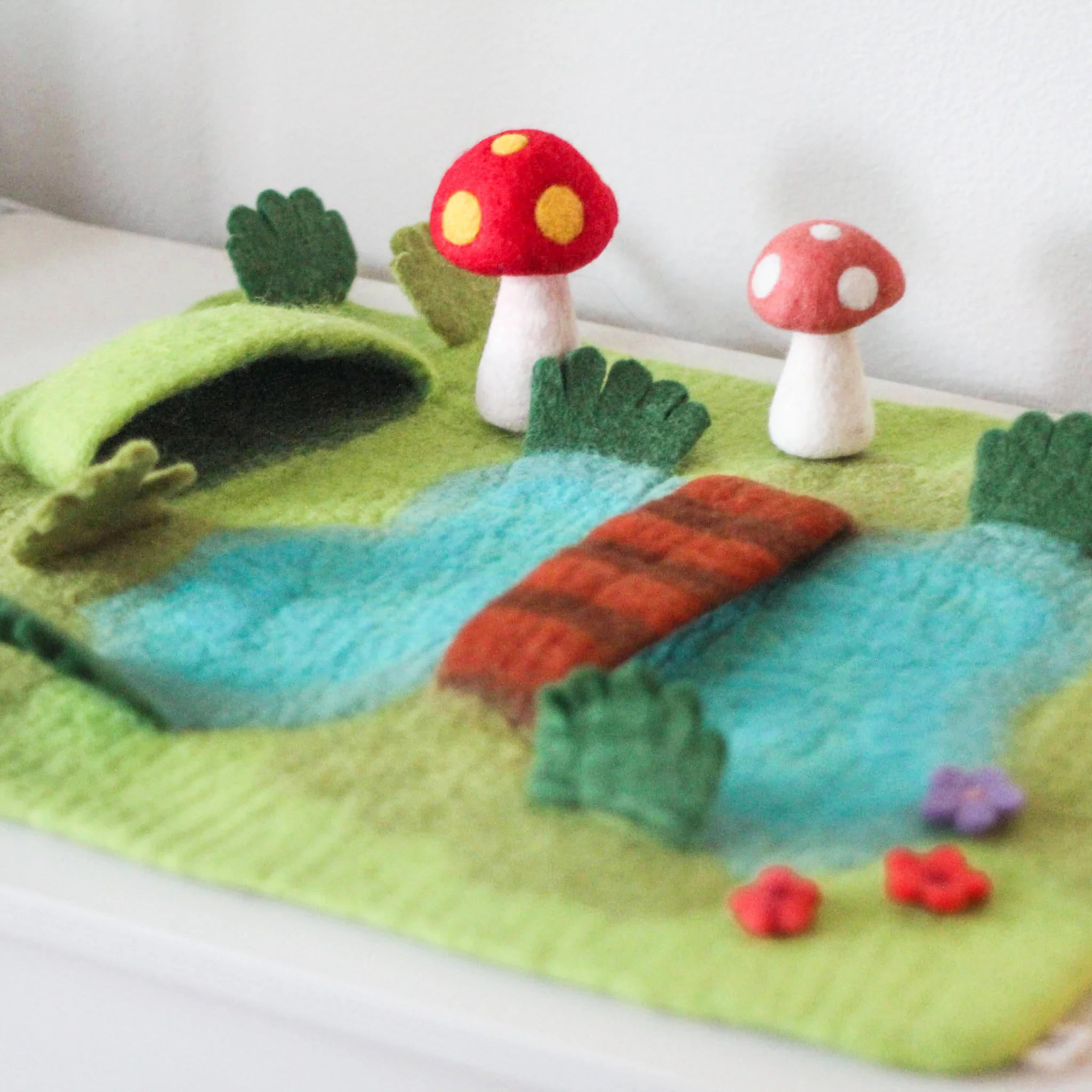 Fairy Garden Pond Felted Play Mat Set | Felted Play Mat - Image 3