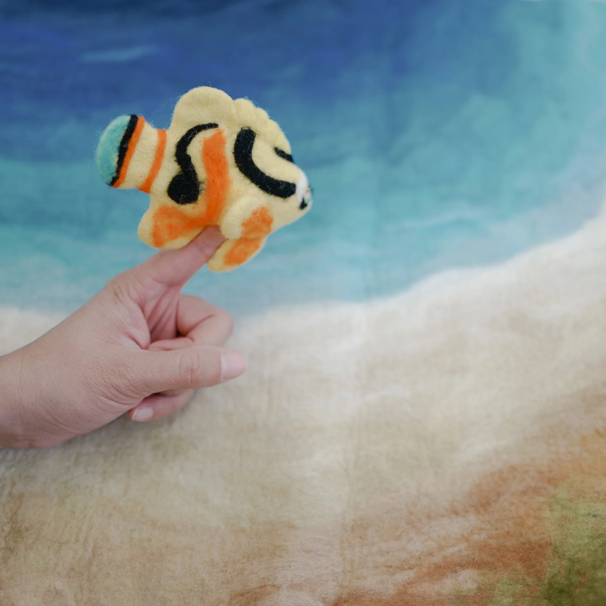 Raccoon Butterflyfish Puppet, Felt Toy, Felt Tropical Fish | Felt Finger Puppet - Image 3