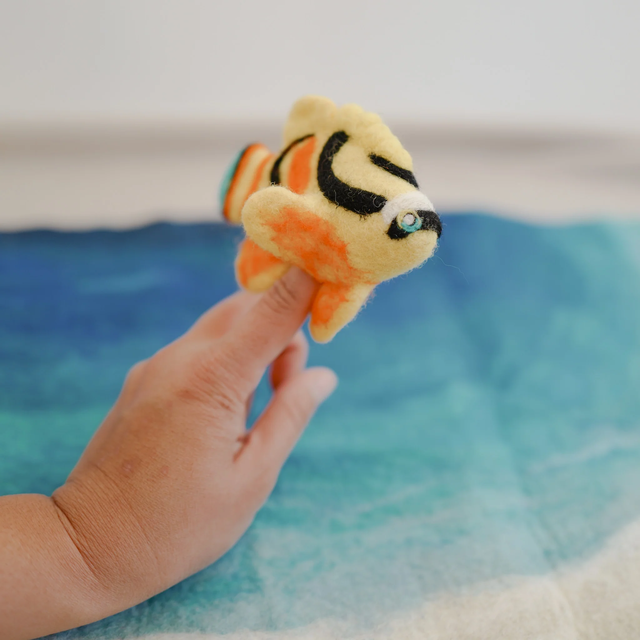 Raccoon Butterflyfish Puppet, Felt Toy, Felt Tropical Fish | Felt Finger Puppet - Image 5