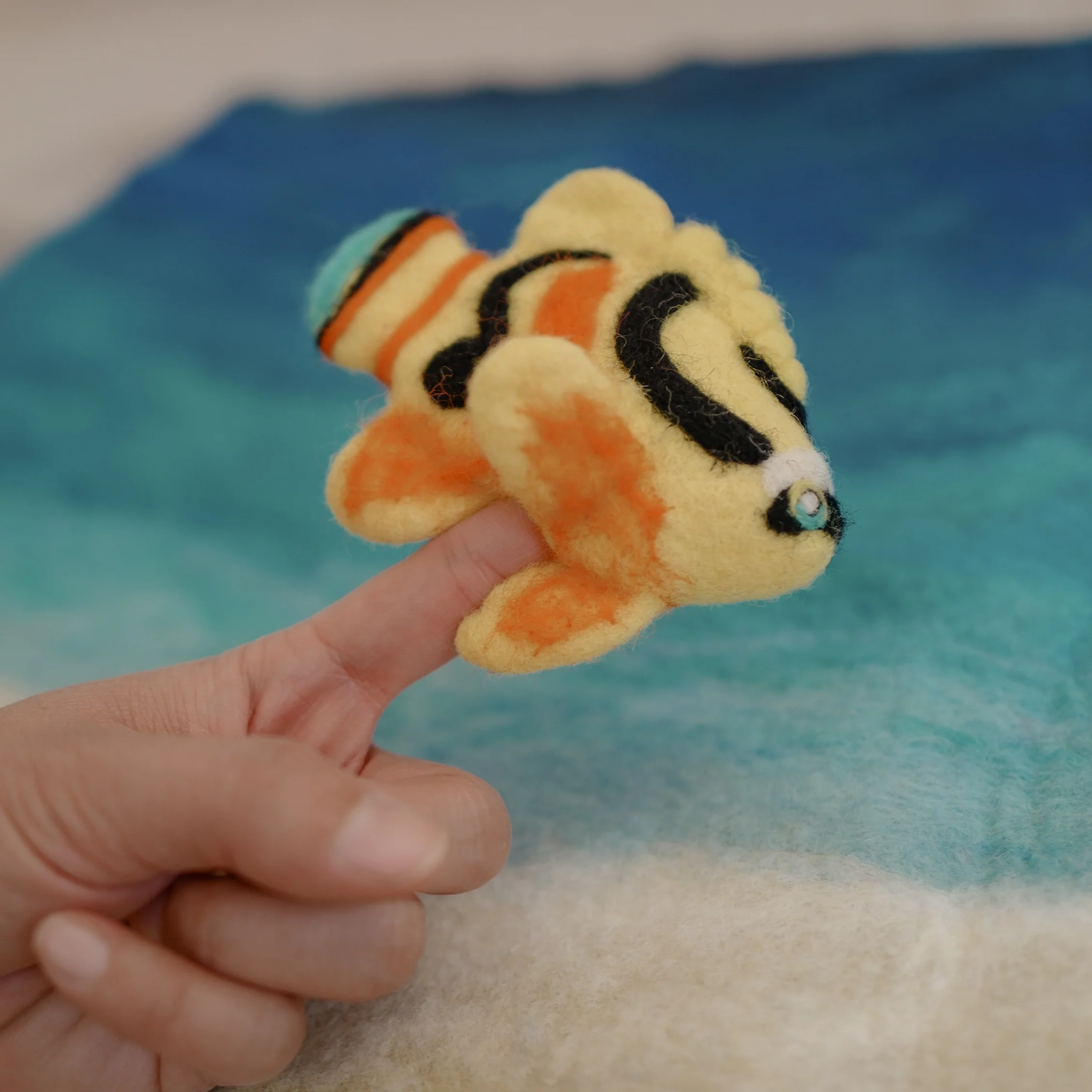 Raccoon Butterflyfish Puppet, Felt Toy, Felt Tropical Fish | Felt Finger Puppet - Image 6